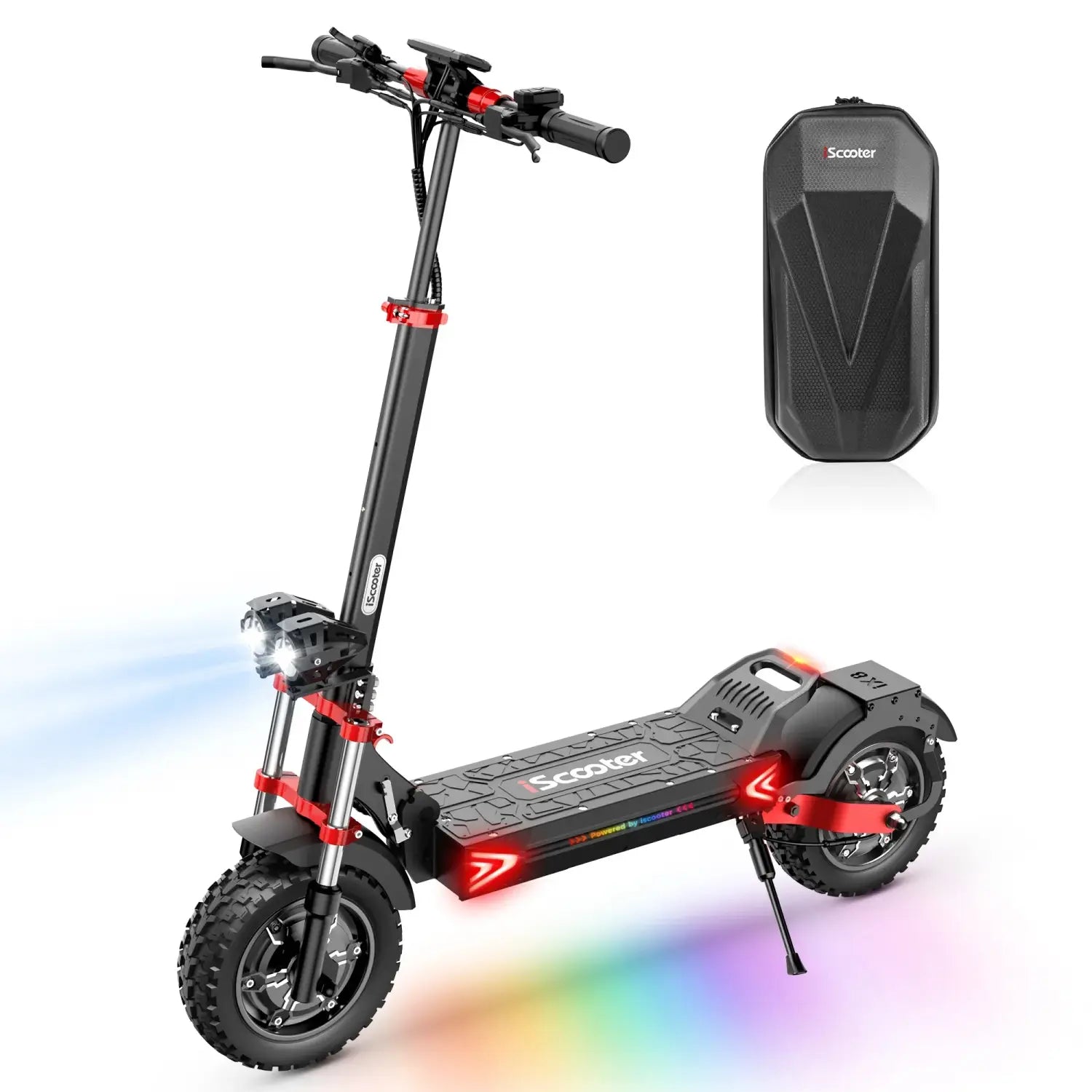 iScooter iX8 Scooter Elétrica, 2 Motores de 1200 W, Bateria de 48 V 20 AH, Pneu de 12 Polegadas, Travões de Disco Hidráulicos Duplos, Suspensão Dianteira e Traseira