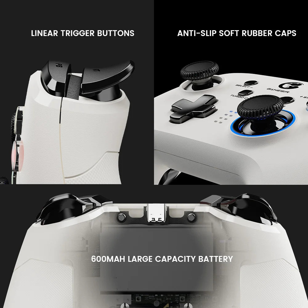 Comando de jogos Bluetooth GameSir T4 Pro versão branca 2.4G sem fios para Nintendo Switch PC Mobile Jogos na nuvem