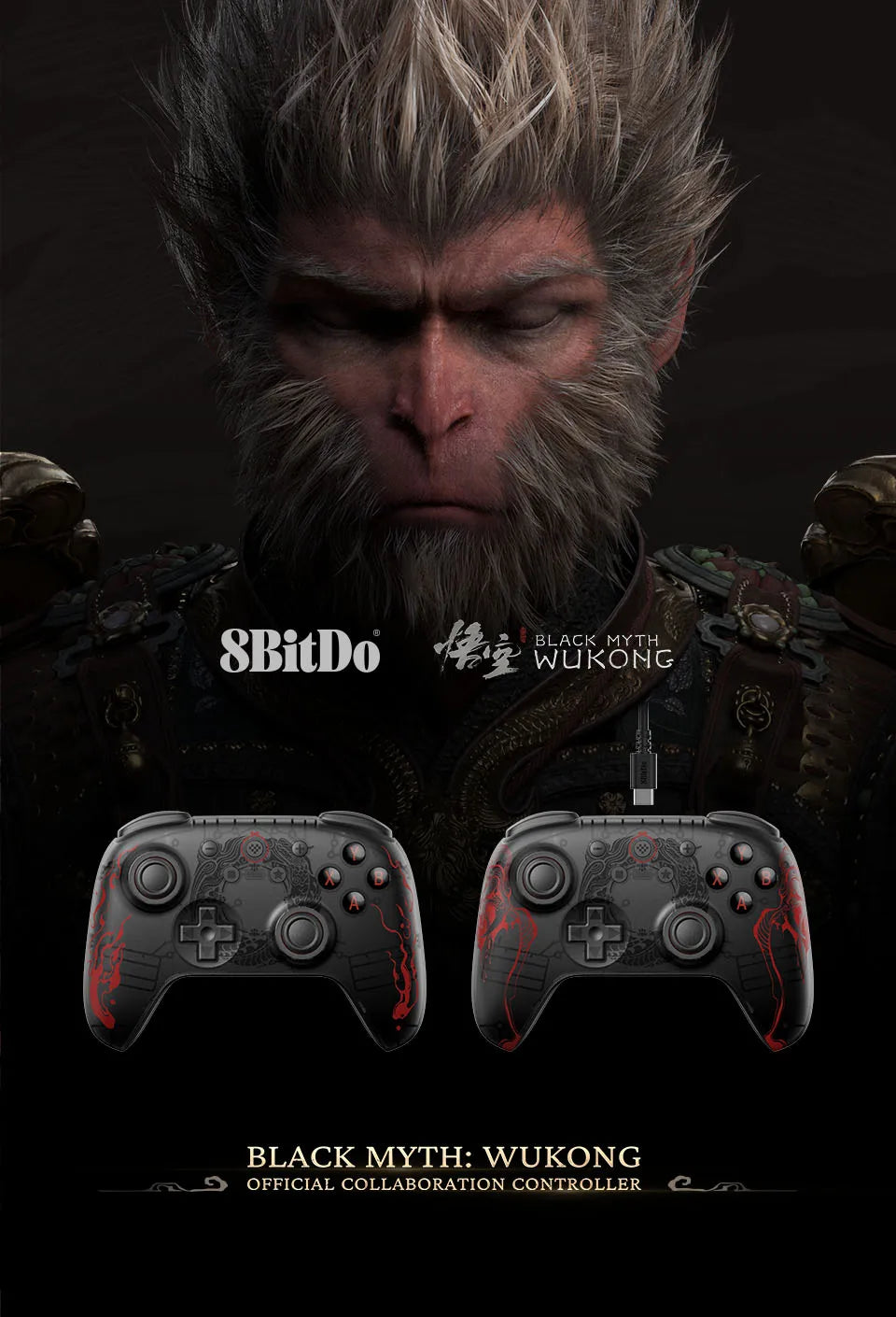 Comando de jogo sem fios com fios 8BitDo-Ultimate 2C para PC, Windows 10, 11, SteamDeck, Raspberry Pi, Android - Black Myth: Wukong