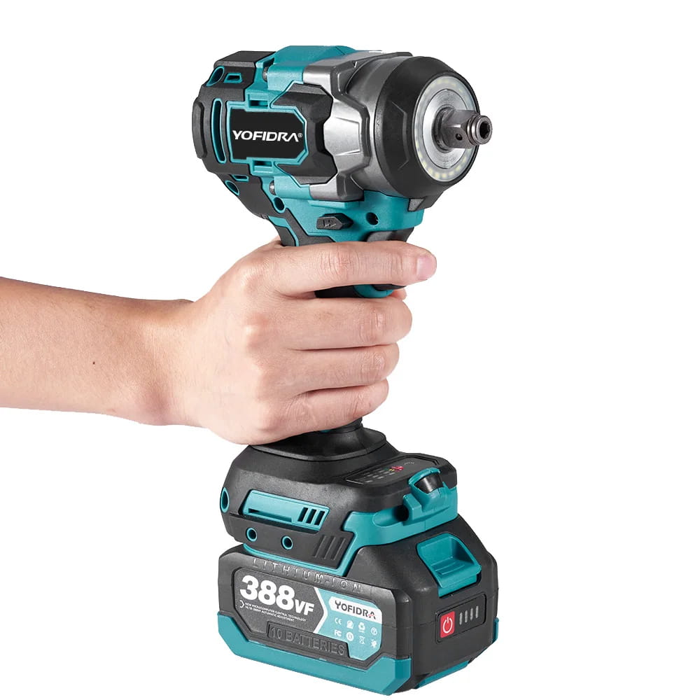 Chave de impacto elétrica sem escovas YOFIDRA 1200N.m, 5 engrenagens, chave de fendas de 1/2'', ferramenta elétrica para reparação automóvel, para bateria Makita de 18V