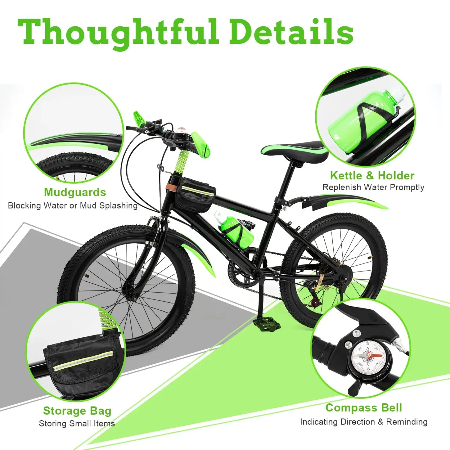 Bicicleta infantil de 20" com 7 velocidades, travões de disco duplos, bicicleta infantil unissexo com altura ajustável para BTT, para meninos e meninas