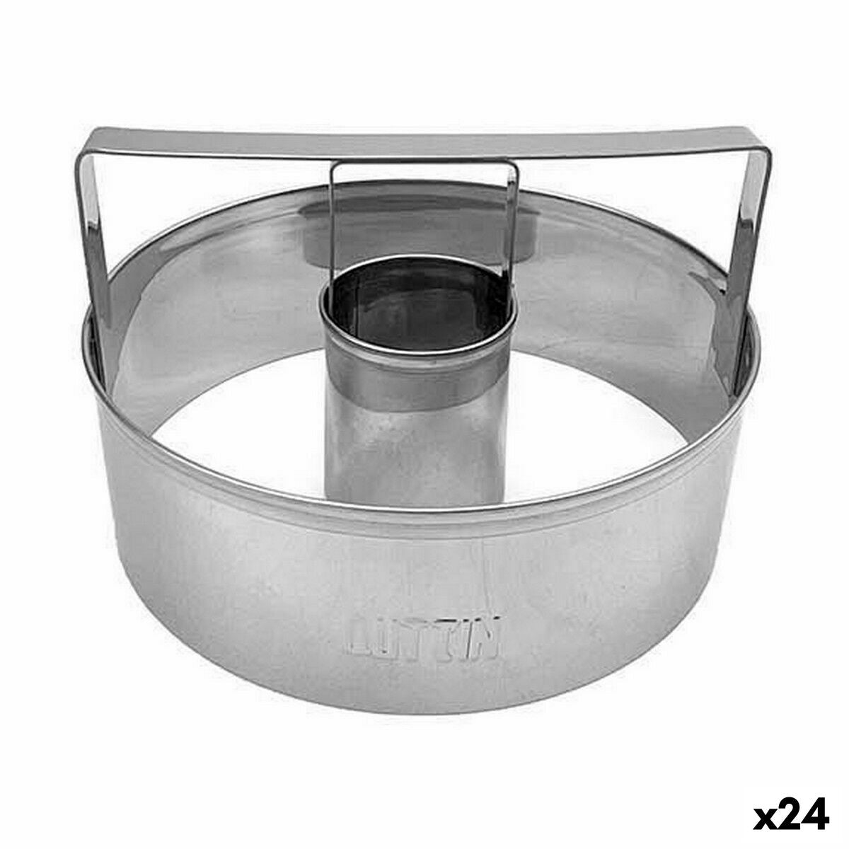Molde para o Forno Quttin Prateado Aço Dónutes Ø 10 cm 10 x 3,5 cm (24 Unidades)
