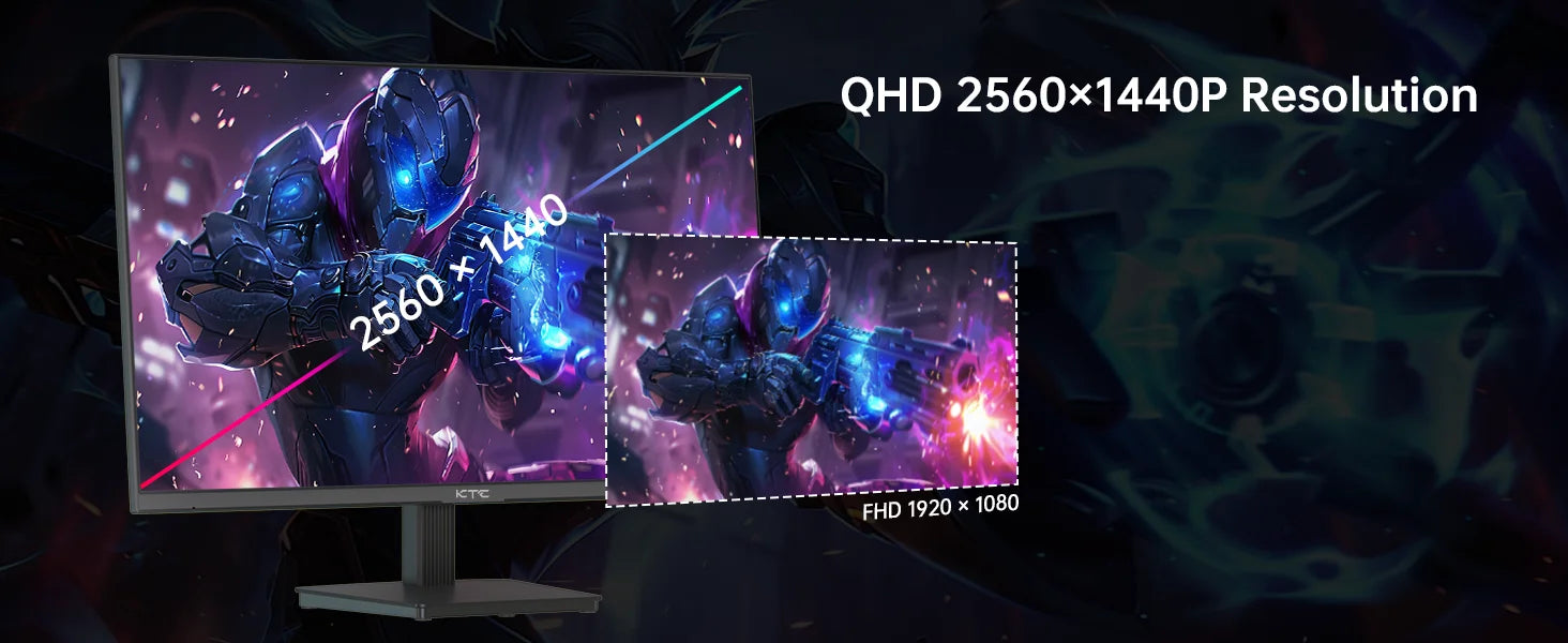 Monitor gaming KTC H27T27, ecrã IPS de 27" 2560x1440, taxa de atualização de 100 Hz, tempo de resposta HDR10 de 1 ms, luz azul fraca e sem cintilação