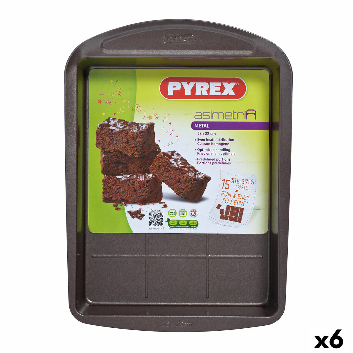 Molde Retangular Pyrex Asimetria Preto Metal 28 x 22 cm Retangular (6 Unidades)