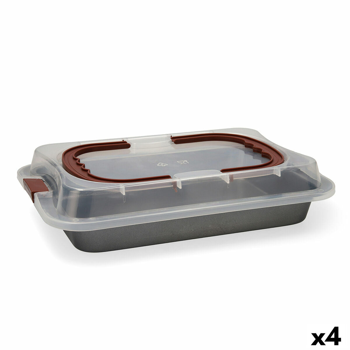Molde para o Forno Quid Sweet Grey Preto Metal 36 x 23 x 4,5 cm Com tampa (4 Unidades)