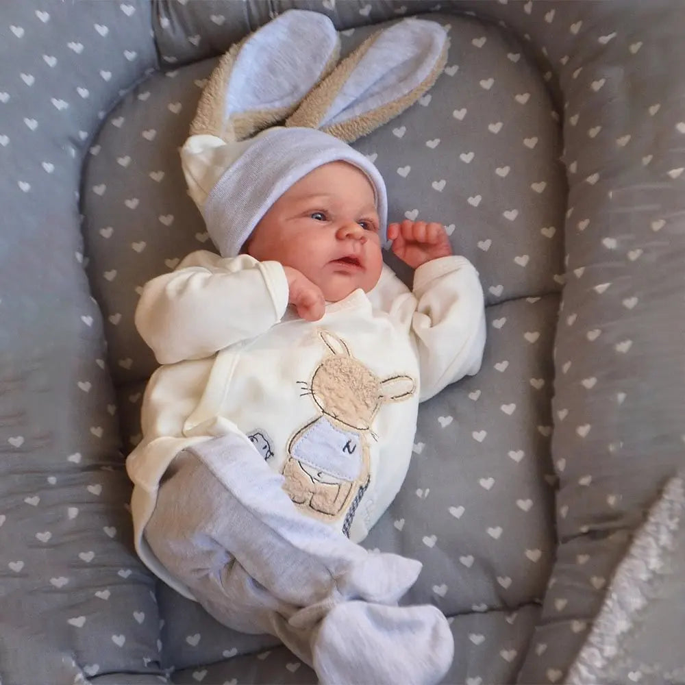 Bebé Reborn NPK 19 polegadas recém-nascido já pintado boneca acabada Elijah Awake tamanho 3D pele veias visíveis boneca de arte colecionável