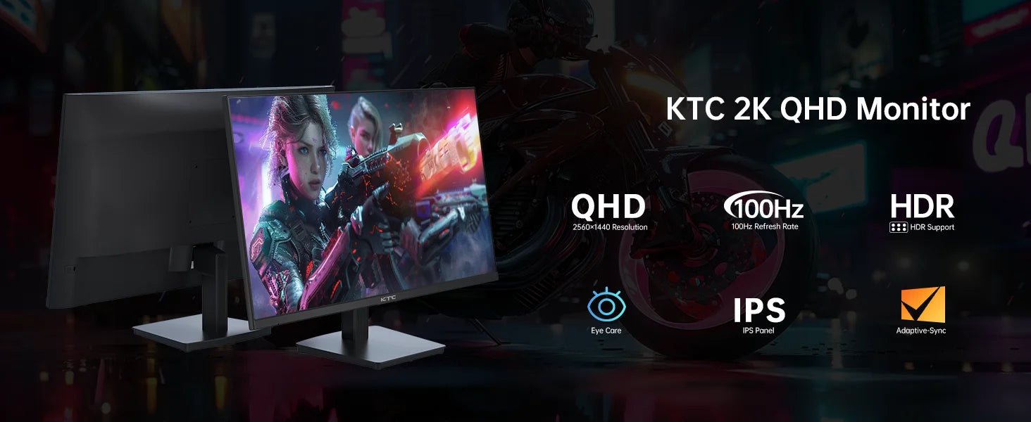 Monitor gaming KTC H27T27, ecrã IPS de 27" 2560x1440, taxa de atualização de 100 Hz, tempo de resposta HDR10 de 1 ms, luz azul fraca e sem cintilação