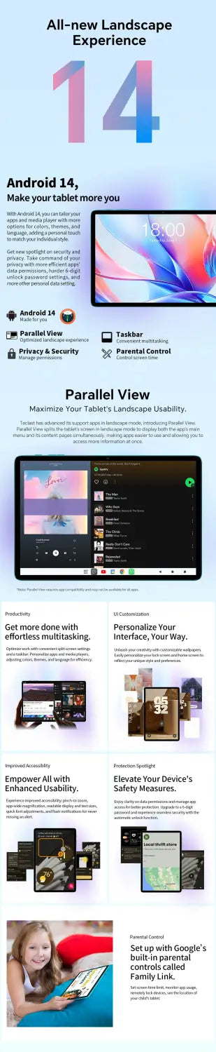 Tablet Teclast P30 Android 14, UNISOC T606 Octa Core, 10,1" IPS, máx. 12 GB de RAM, 128 GB de ROM, 6000 mAh, câmara de 5 MP com IA, desbloqueio facial