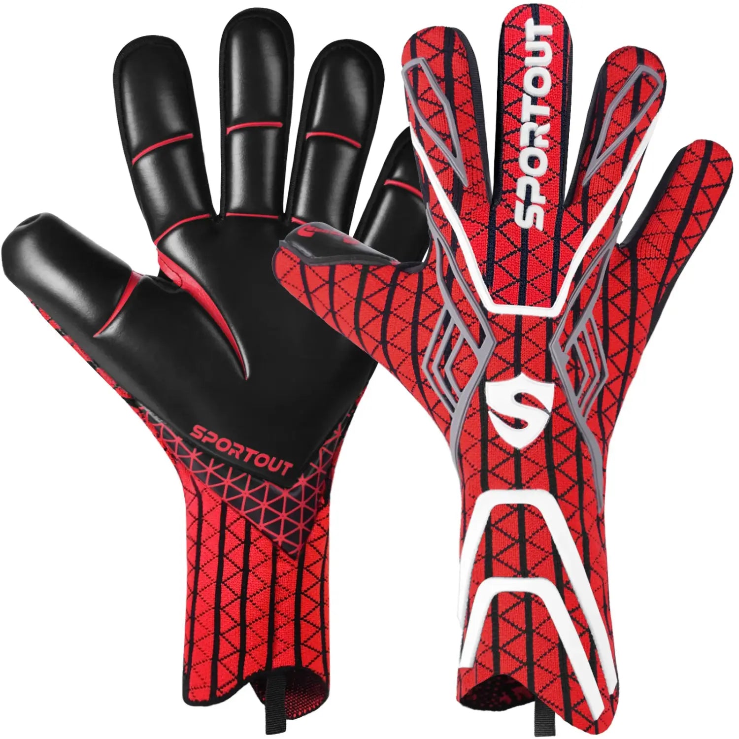 Luvas de guarda-redes, luvas de guarda-redes para homem, luvas de futebol, látex 4+3mm com aderência super forte e alta respirabilidade