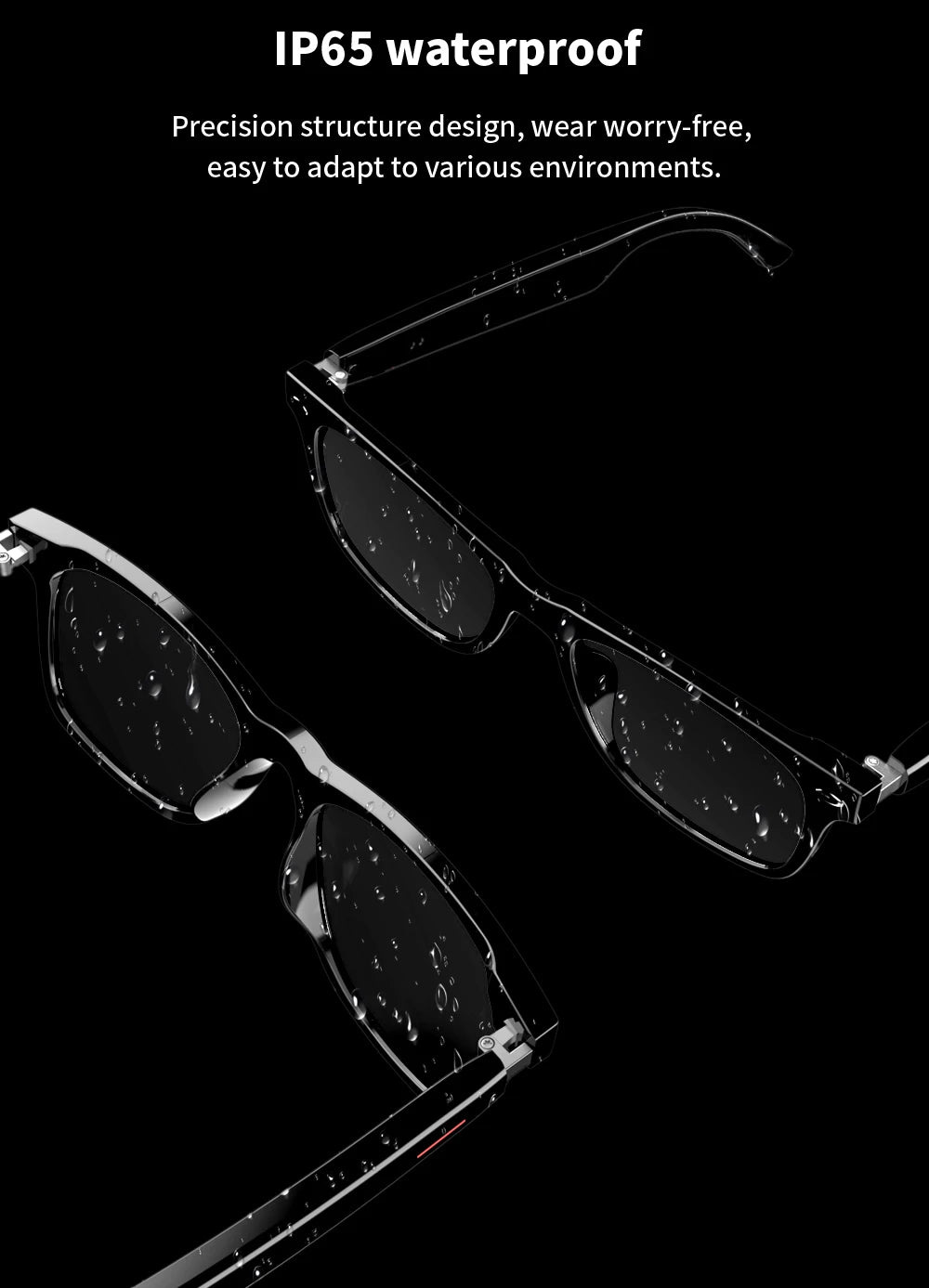 Óculos inteligentes SENBONO E13: lentes polarizadas com filtro de luz azul, áudio, microfone e colunas integrados, assistente de toque e voz