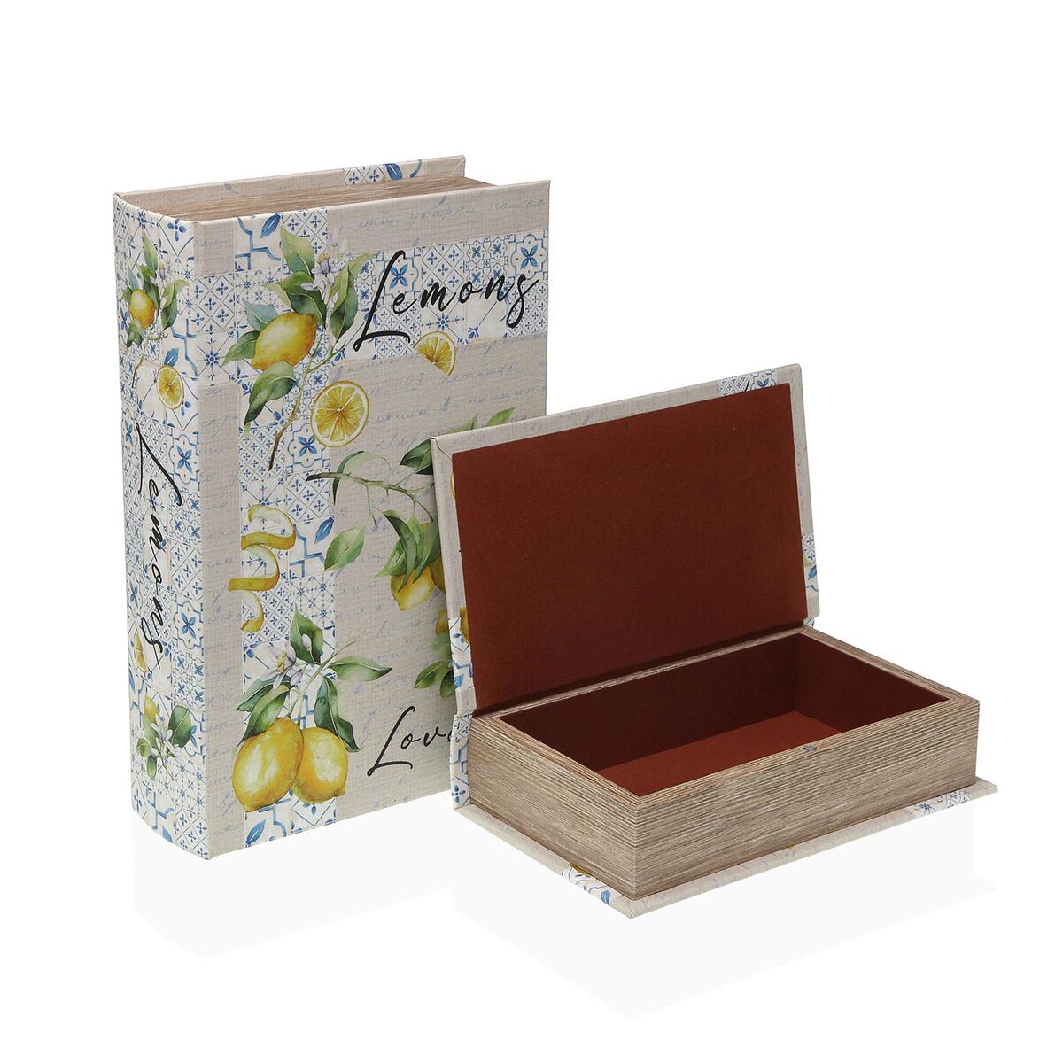 Caixa Decorativa Versa Tela Madeira MDF Limão