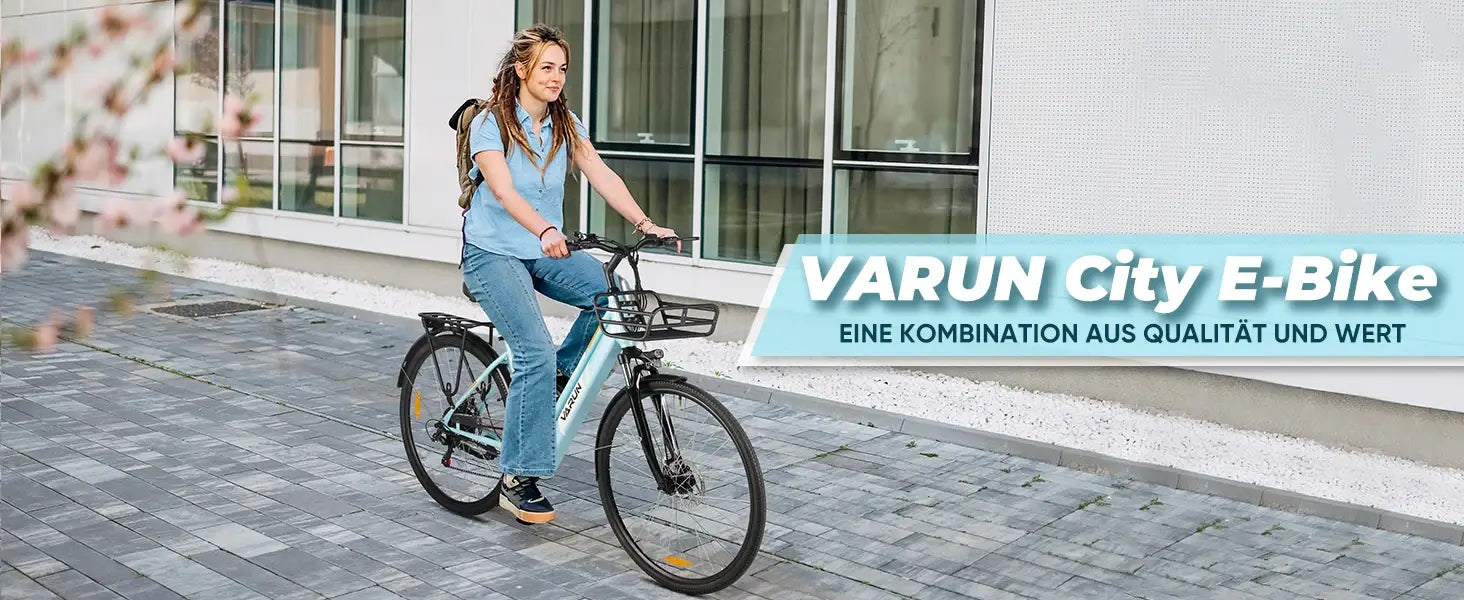 Bicicleta elétrica para mulheres adultas VARUN VARC7008, motor de 250 W, bicicleta elétrica urbana, bateria de 36 V e 10 AH, pneu de 27,5 polegadas, bicicleta elétrica para deslocações diárias
