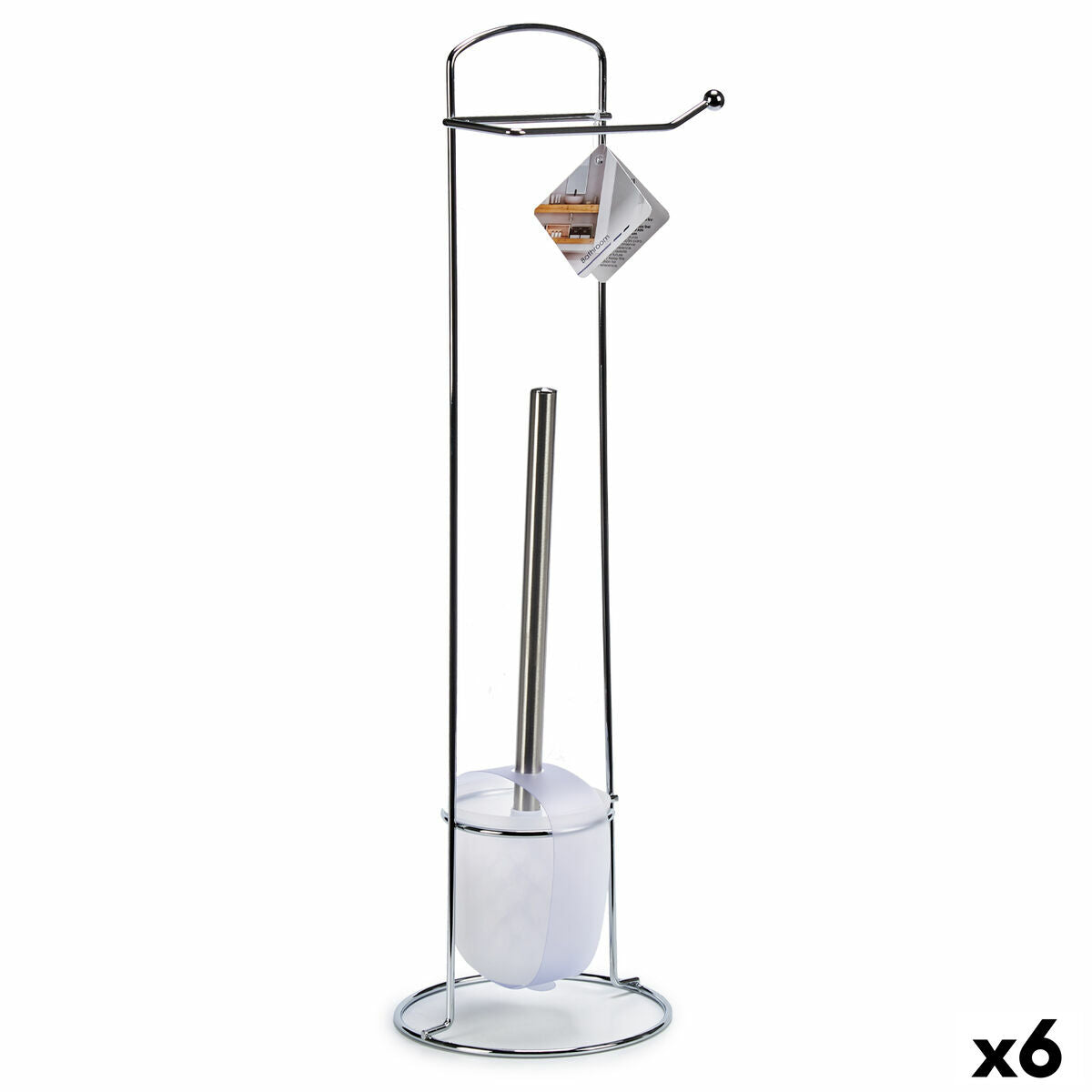 Porta-Rolos de Papel Higiénico com Suporte para o Piaçaba Berilo W2930A Branco Prateado Metal 16,5 x 59 x 16,5 cm (6 Unidades)