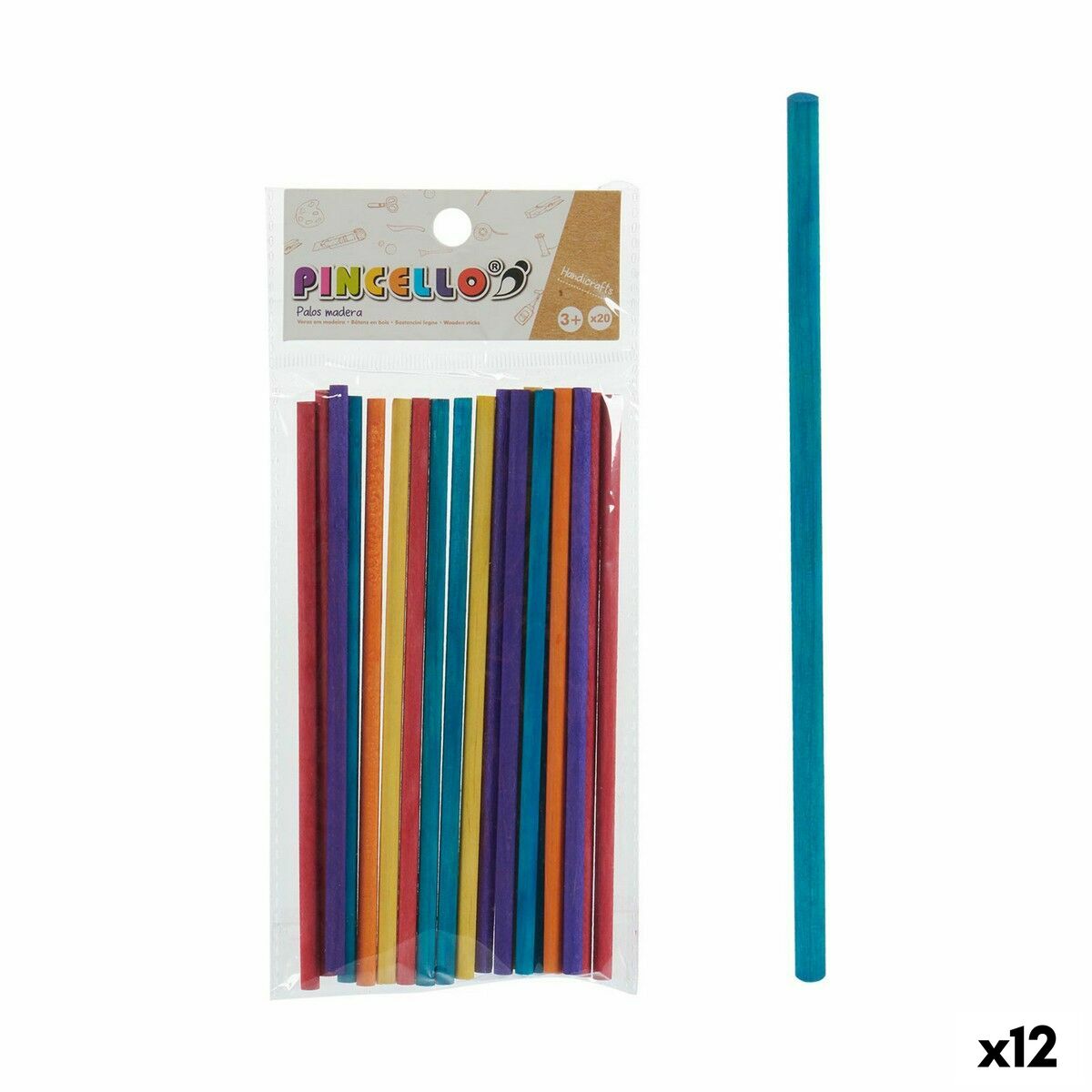 Paus Pincello AR1810589 Multicolor Madeira Artesanato (12 Unidades)
