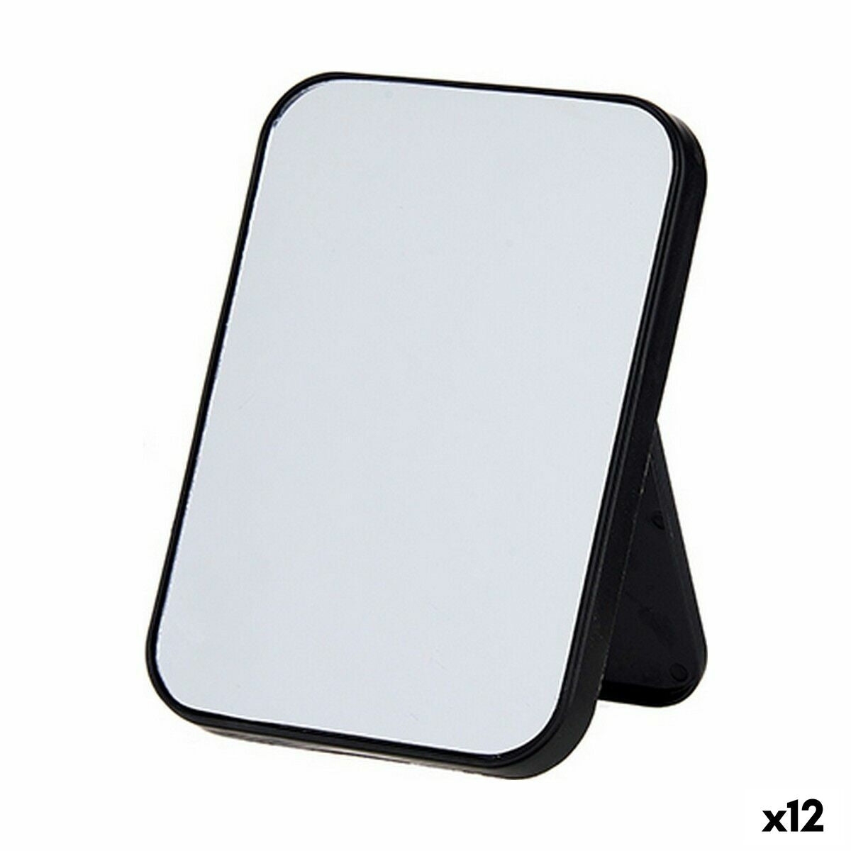 Espelho com Suporte Berilo 48727 Branco Preto Polipropileno 1,7 x 20 x 14 cm (12 Unidades)