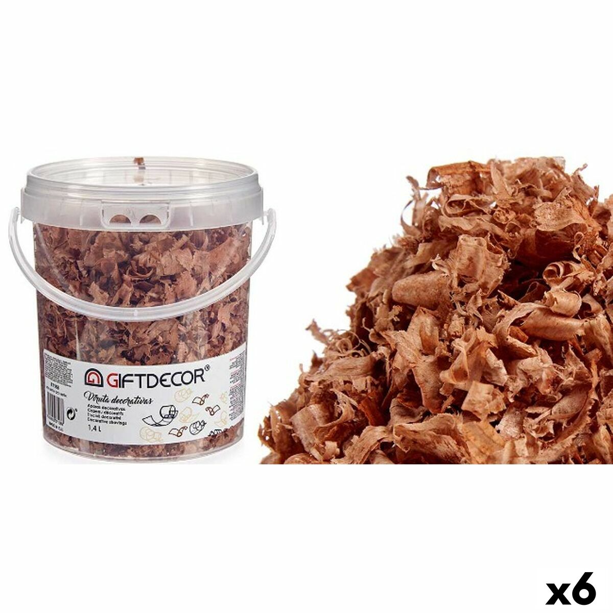 Aparas decorativas Gift Decor VIRUTA-MARRÓN Castanho 1,4 L (6 Unidades)