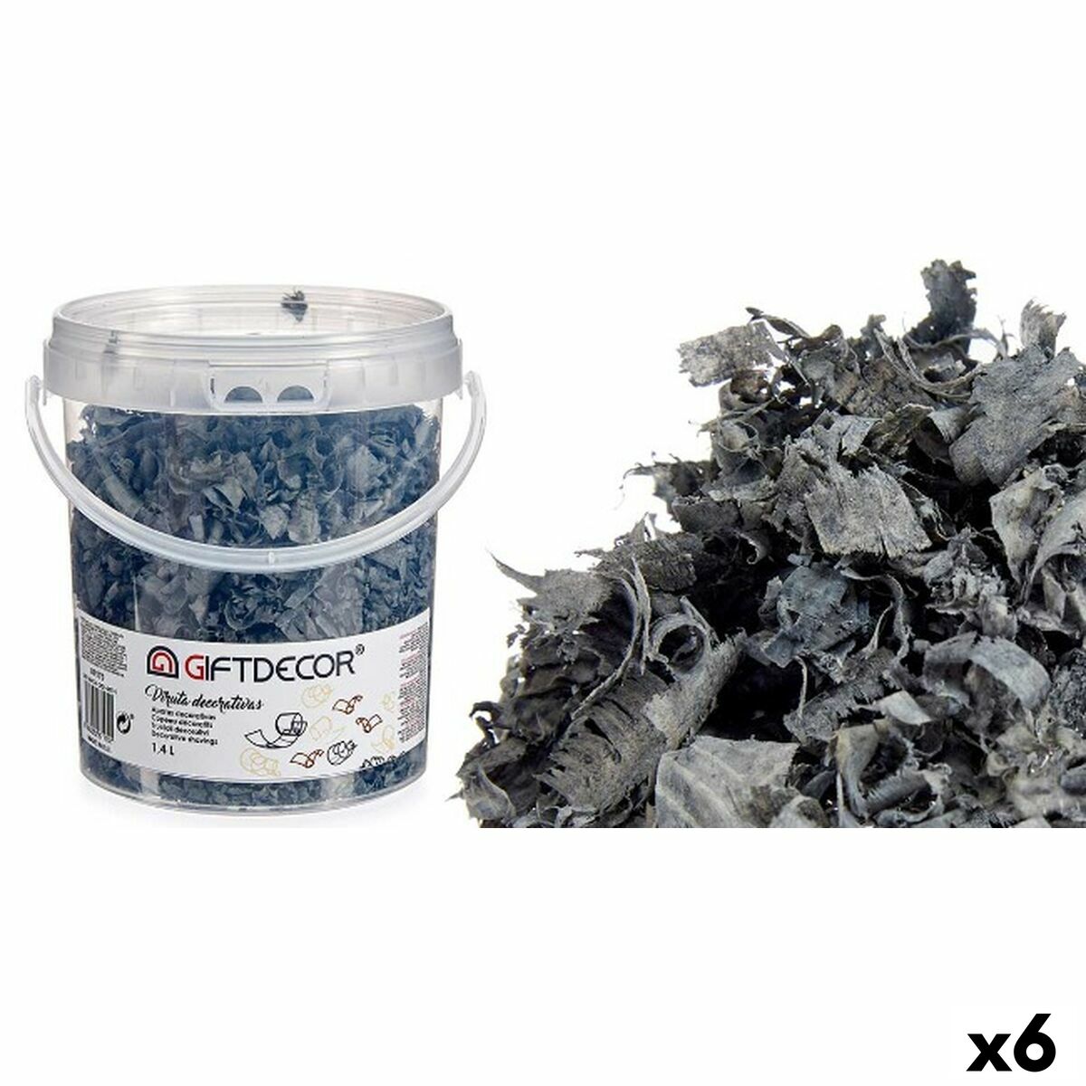 Aparas decorativas Gift Decor VIRUTA-GRIS OSC Cinzento escuro 1,4 L (6 Unidades)