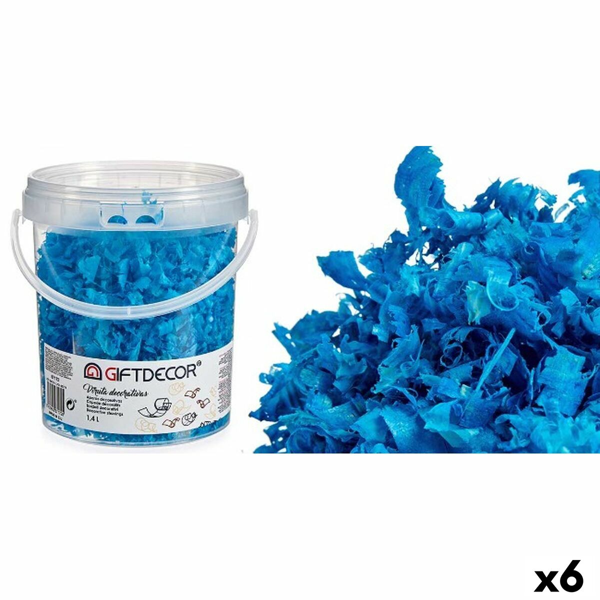 Aparas decorativas Gift Decor VIRUTA-AZUL CL Azul Claro 1,4 L (6 Unidades)