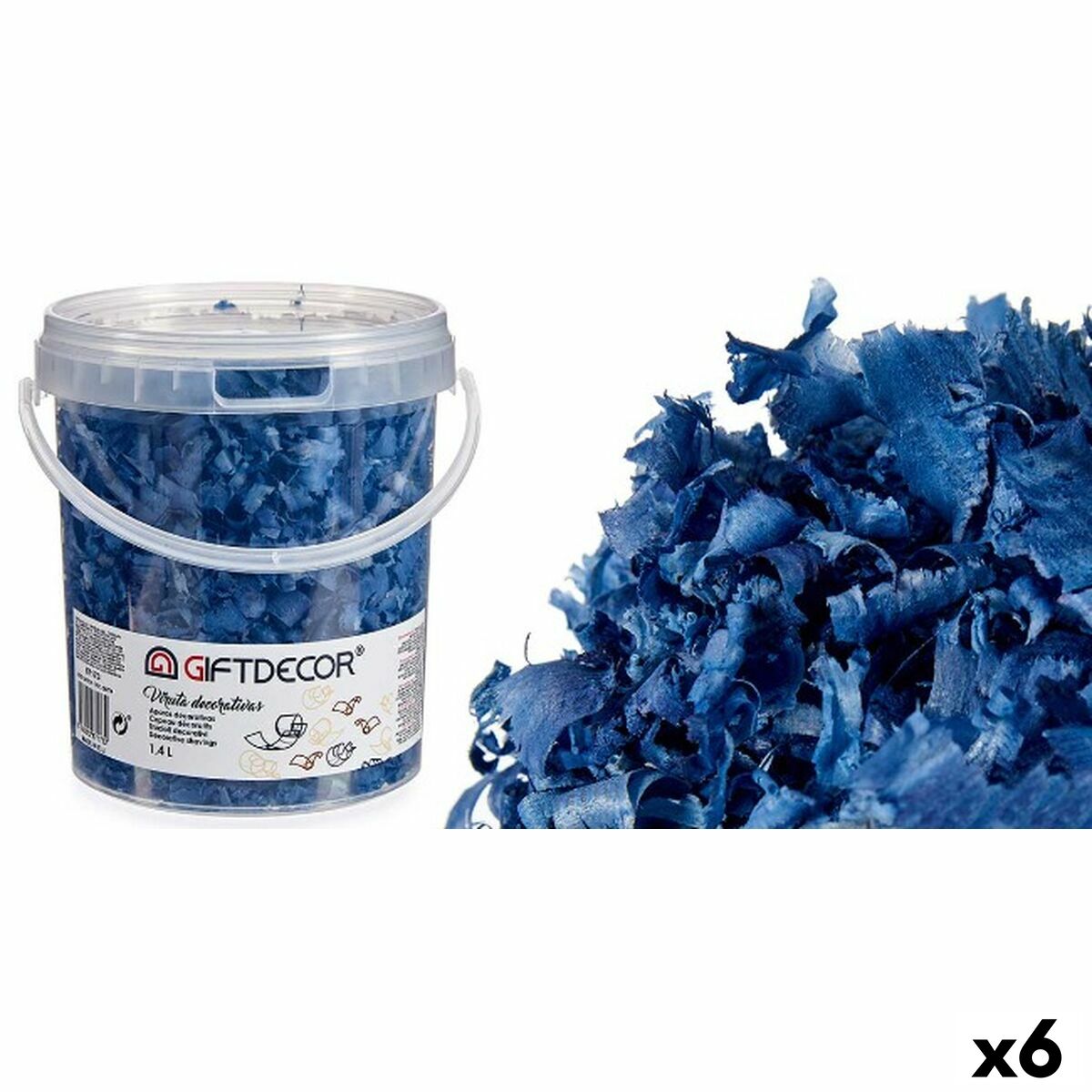 Aparas decorativas Gift Decor VIRUTA-AZUL OSC Azul escuro 1,4 L (6 Unidades)