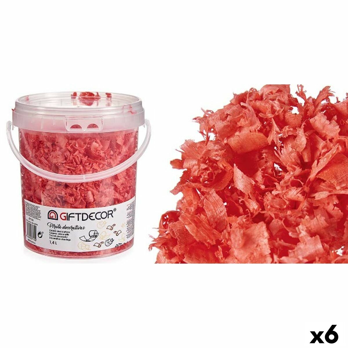 Aparas decorativas Gift Decor VIRUTA-ROSA Coral 1,4 L (6 Unidades)
