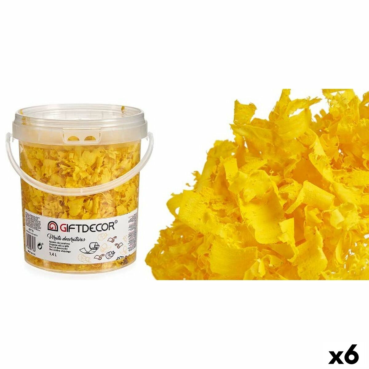 Aparas decorativas Gift Decor VIRUTA-AMARILLO Amarelo 1,4 L (6 Unidades)