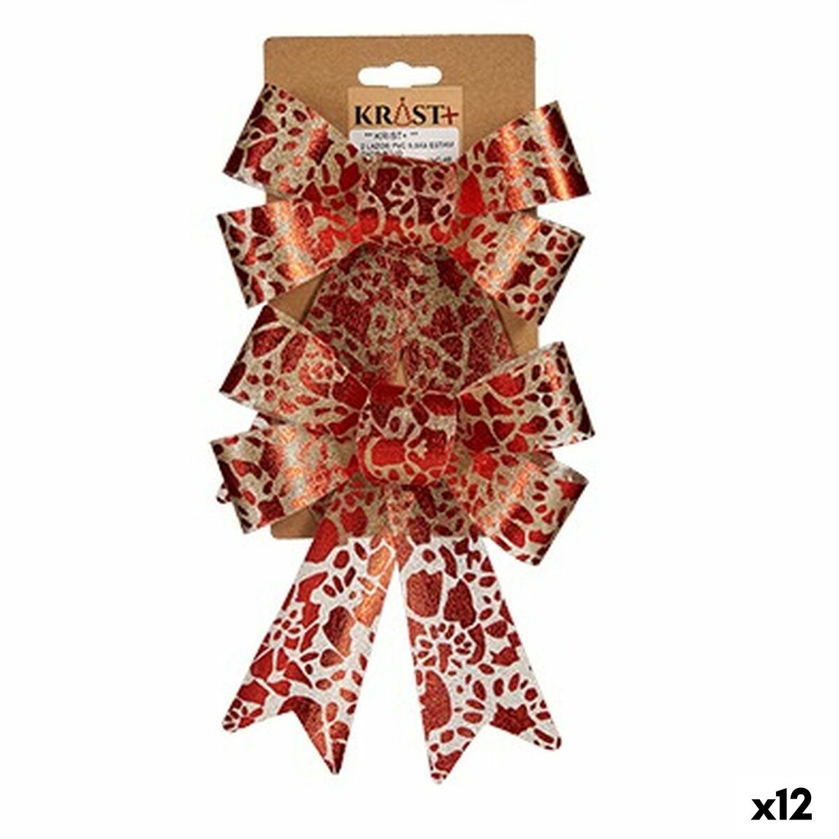 Argolas Krist+ HJ1-12007 Vermelho Dourado Estampado 15 x 4 x 16 cm 15 x 28 x 4 cm Adorno Natalício (12 Unidades)