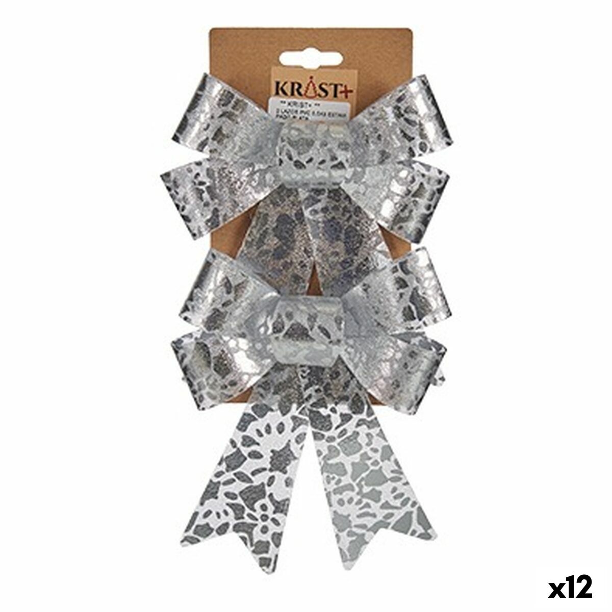 Argolas Krist+ HJ1-12011 Prateado Estampado 15 x 4 x 16 cm 15 x 28 x 4 cm Adorno Natalício (12 Unidades)