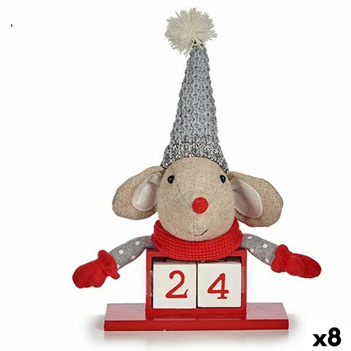 Adorno Natalício Krist+ FG18-0705C-R Branco Vermelho Cinzento Creme Rato 20 x 11 x 20 cm Calendário (8 Unidades)