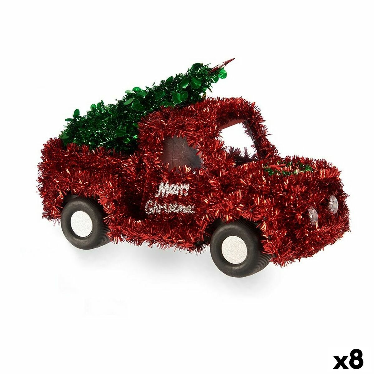 Adorno Natalício Krist+ 18CH422 Vermelho Verde Camioneta 15 x 18 x 27 cm Enfeite Cintilante (8 Unidades)
