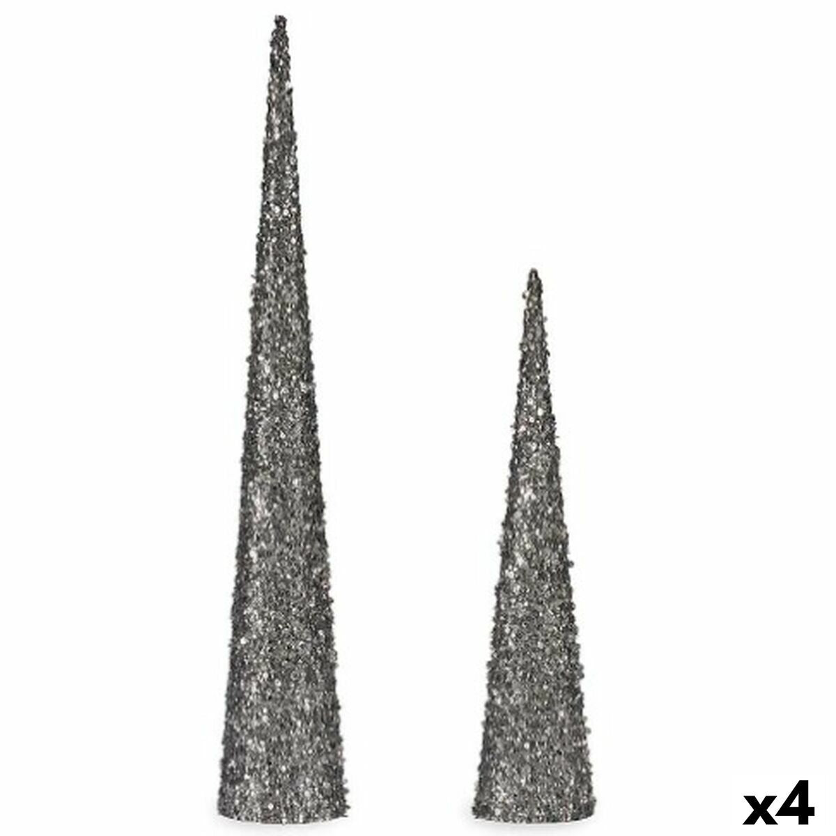 Adorno Natalício Krist+ 193YYX38-MNCA-1 Prateado Prata Cones 9,5 x 60 x 9,5 cm Lantejoulas (4 Unidades)