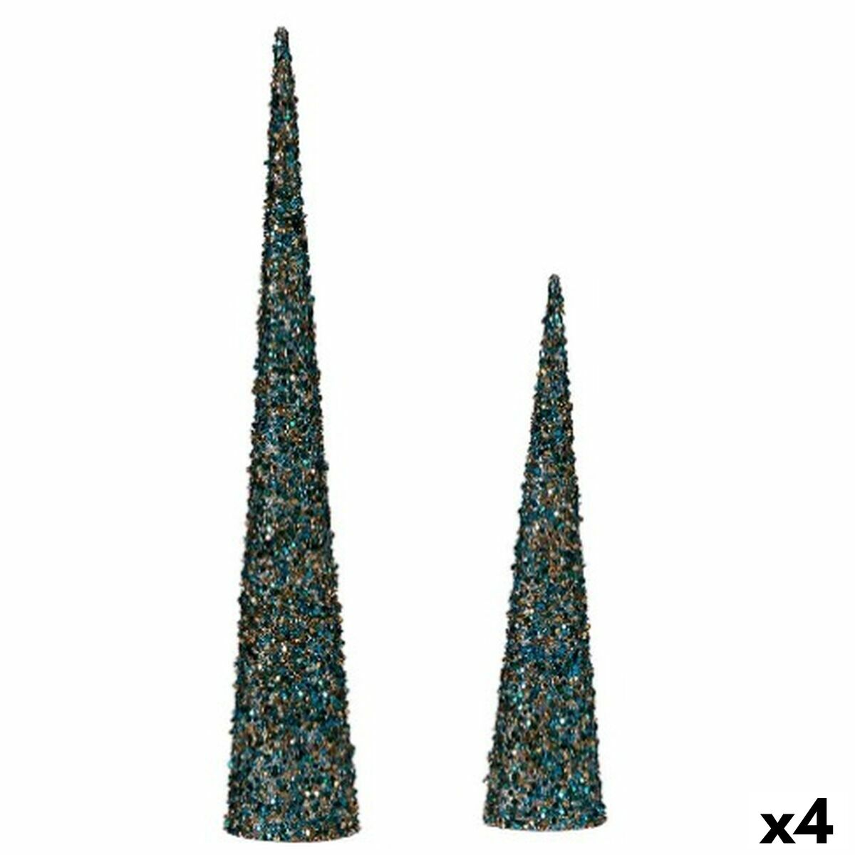Adorno Natalício Krist+ 193YYX38-MNCA-6 Azul Dourado Cones 9,5 x 60 x 9,5 cm Lantejoulas (4 Unidades)