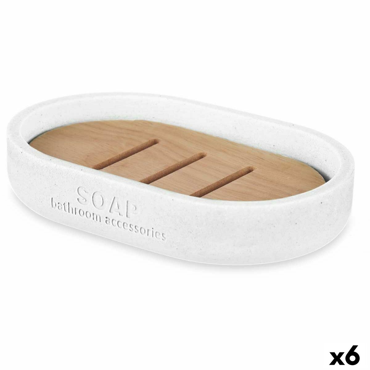 Saboneteira Berilo B5456BC-4 - 455 Branco Resina Bambu 12,5 x 2,5 x 8,5 cm (6 Unidades)
