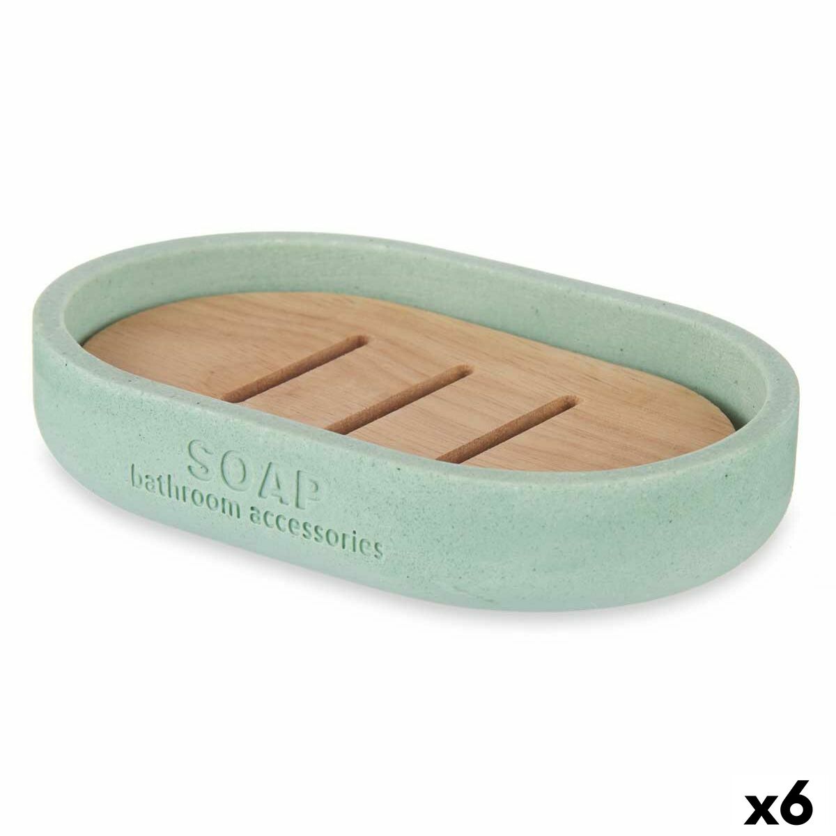 Saboneteira Berilo B5456BC-4 - 456 Menta Resina Bambu 12,5 x 2,5 x 8,5 cm (6 Unidades)