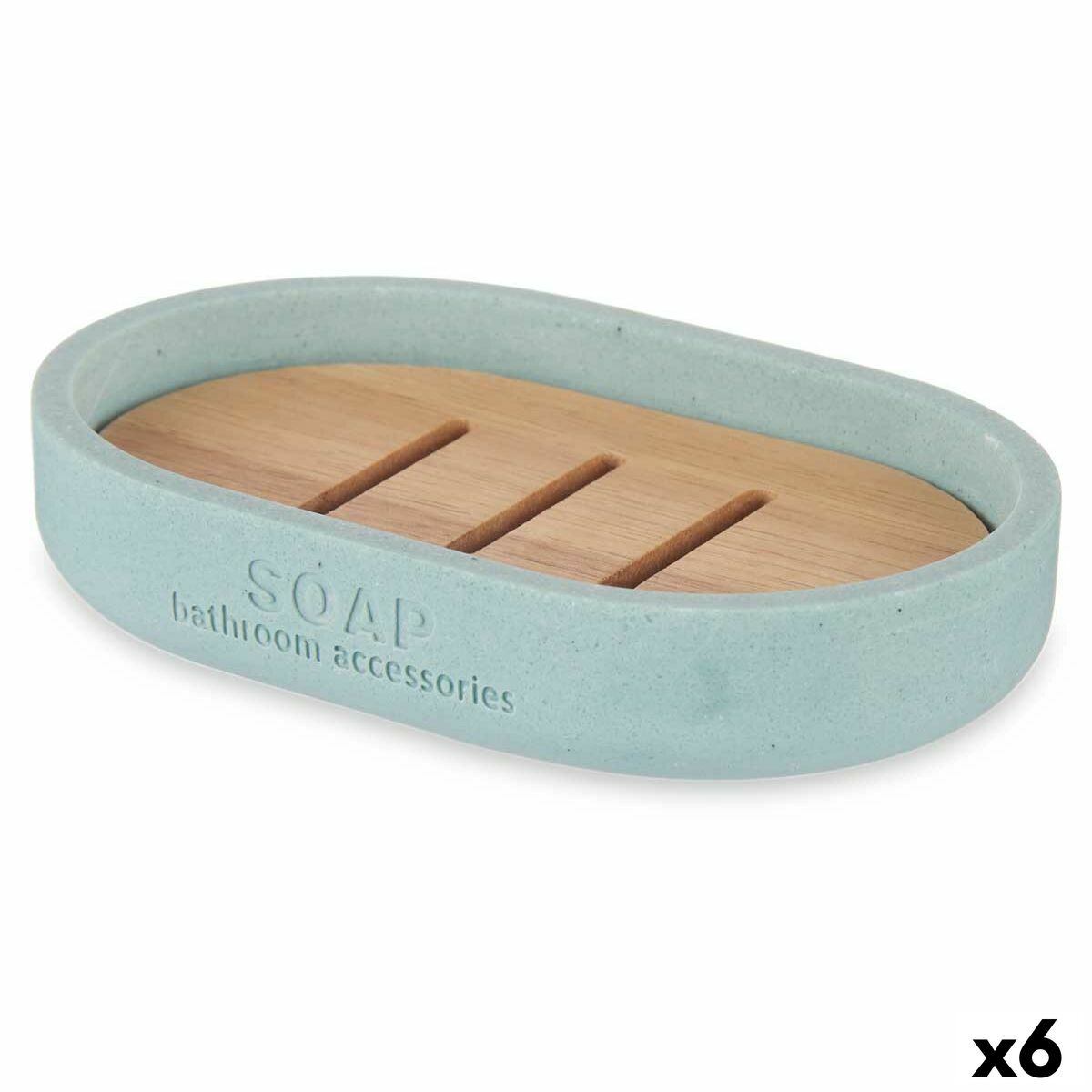 Saboneteira Berilo B5456BC-4 - 457 Azul Resina Bambu 12,5 x 2,5 x 8,5 cm (6 Unidades)