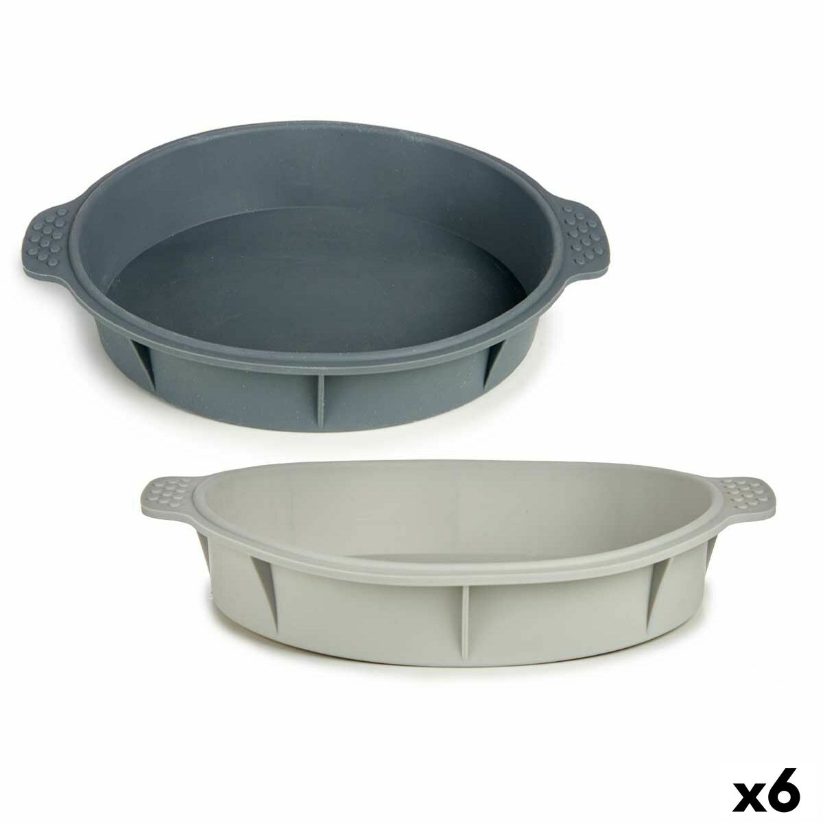 Molde de Bolos Kinvara HH156 Cinzento claro Cinzento escuro Silicone 30 x 4,5 x 26 cm Redondo (6 Unidades)