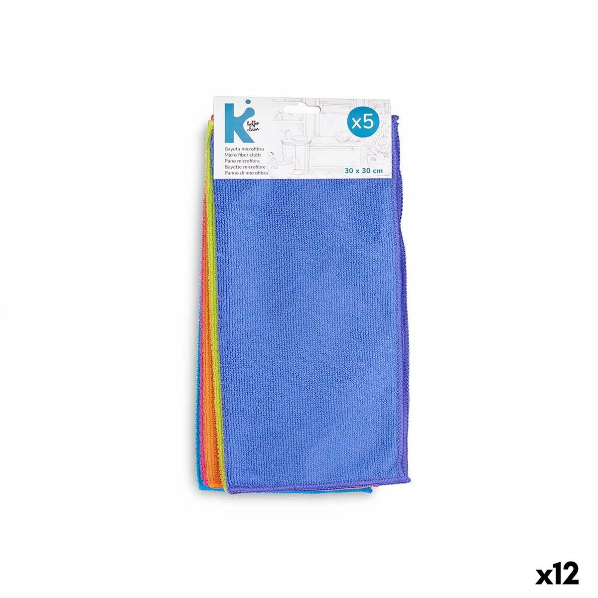 Panos de limpeza Multicolor 30 x 30 x 0,02 cm (12 Unidades)