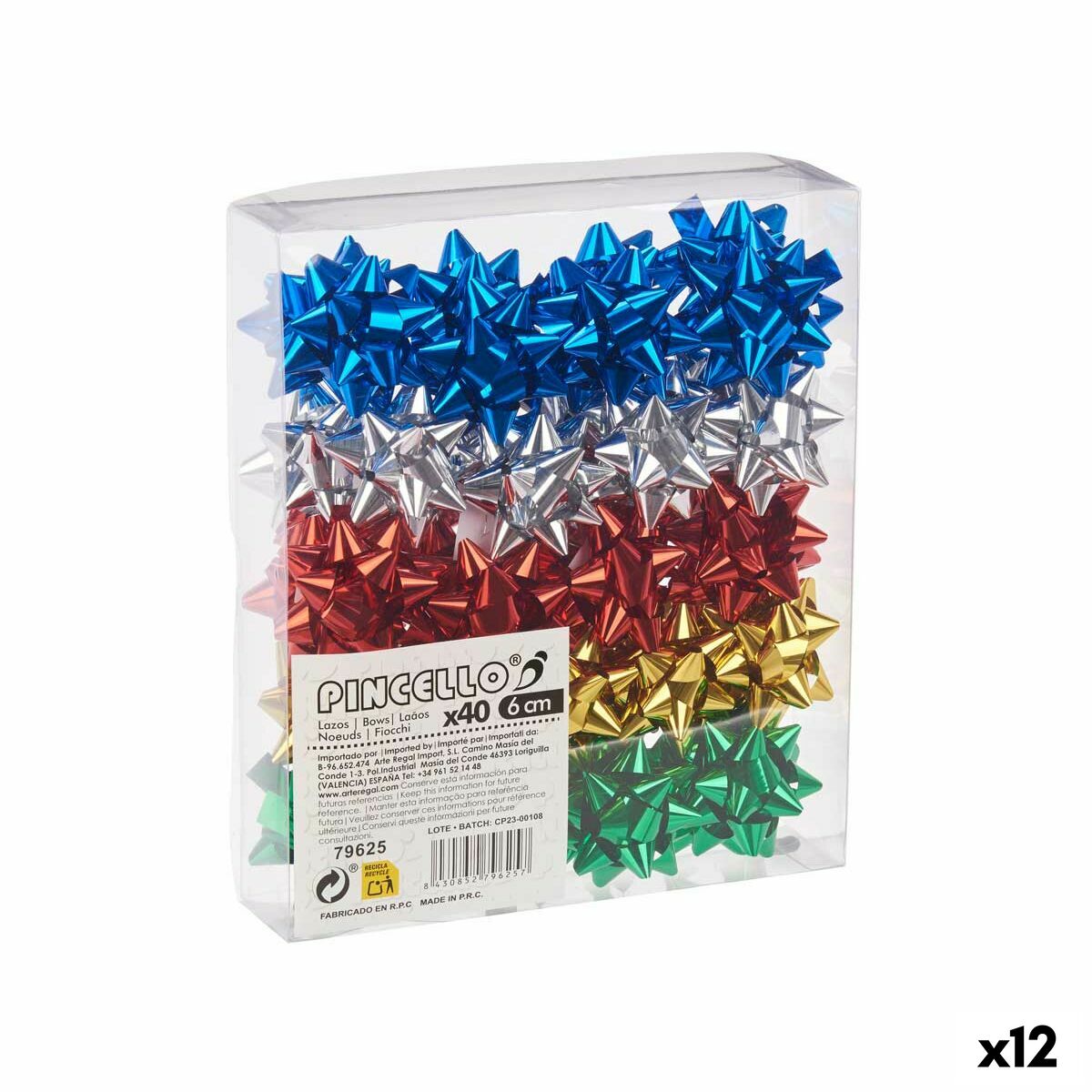 Argolas Pincello 1 PVC 5 x 3,5 x 5 cm Brilho Multicolor (12 Unidades)