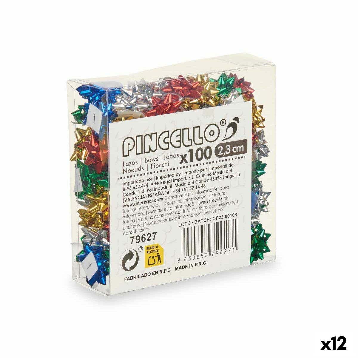 Argolas Pincello 3 PVC 2,3 cm Brilho Multicolor (12 Unidades)