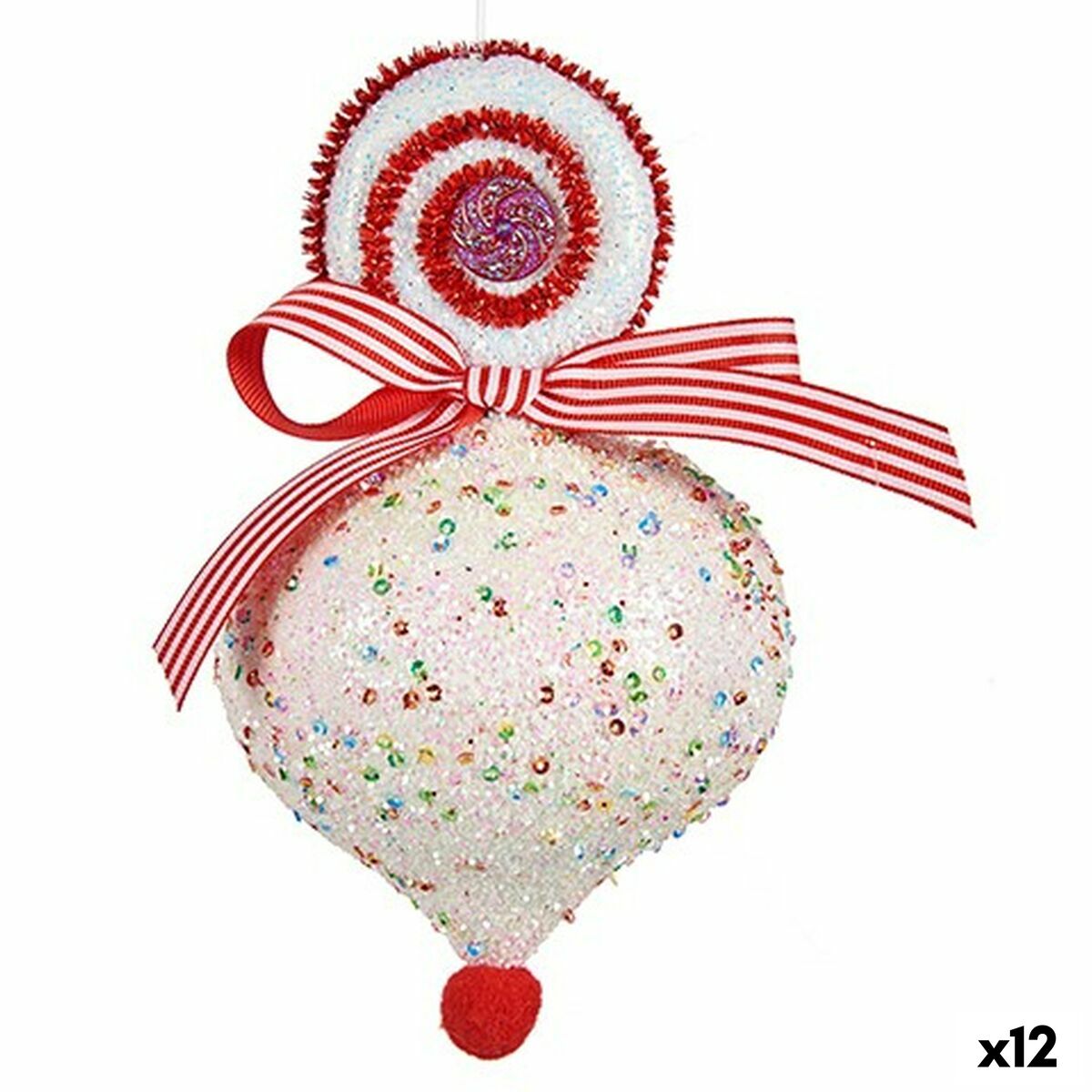 Adorno Natalício Krist+ 64814836 Branco Vermelho Lágrima 11 x 17 x 11 cm (12 Unidades)