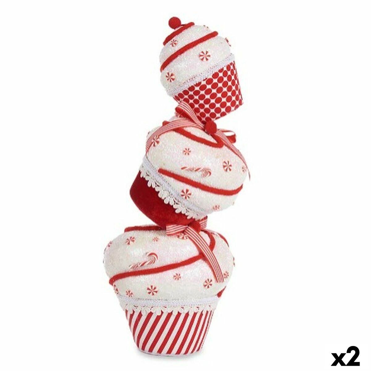 Adorno Natalício Krist+ D012131589-1MUL Branco Vermelho Torre Pastel 20 x 50 x 20 cm (2 Unidades)