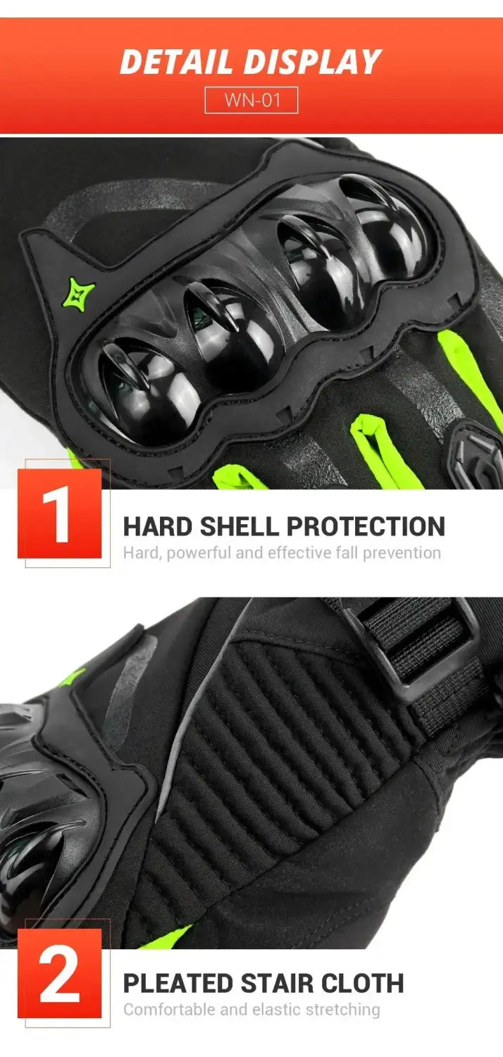 Luvas de moto impermeáveis e à prova de vento, luvas de dedo inteiro para motociclismo, ecrã táctil, luvas de motocross para o inverno