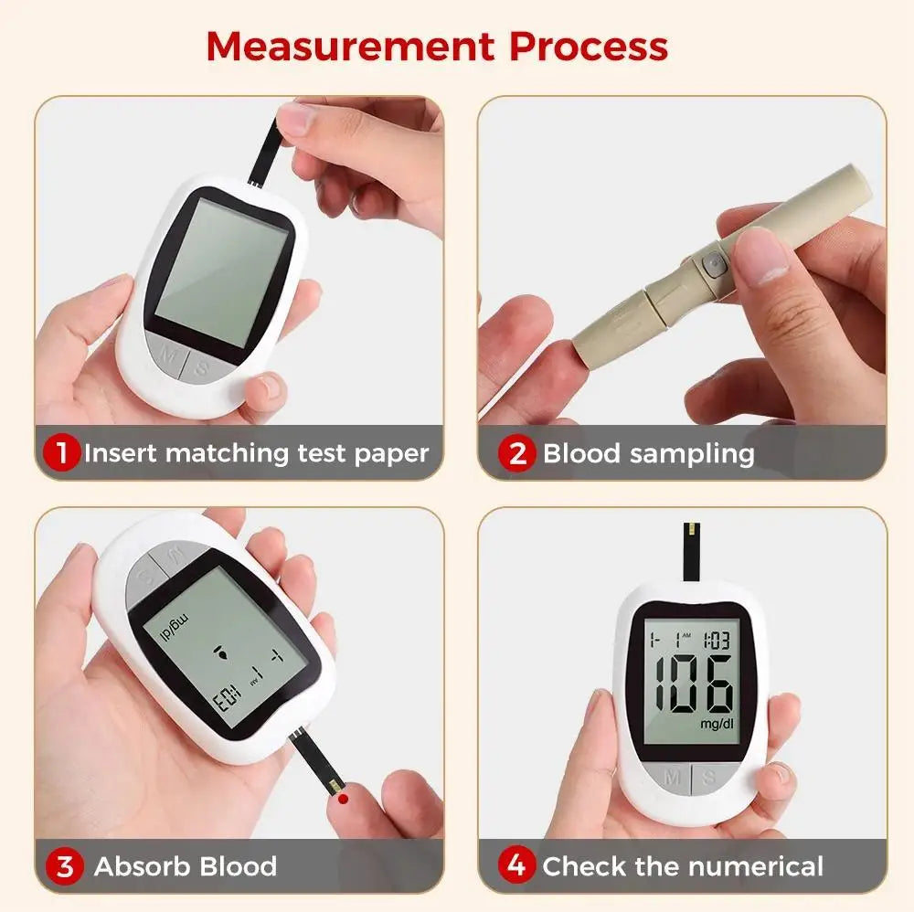 AJC Medidor de Glicose no Sangue Kit de Glicosímetro Teste de Diabetes 50/100 Tiras com Lancetas Açúcar no Sangue Médico Mg/mmol Freestyle Libre