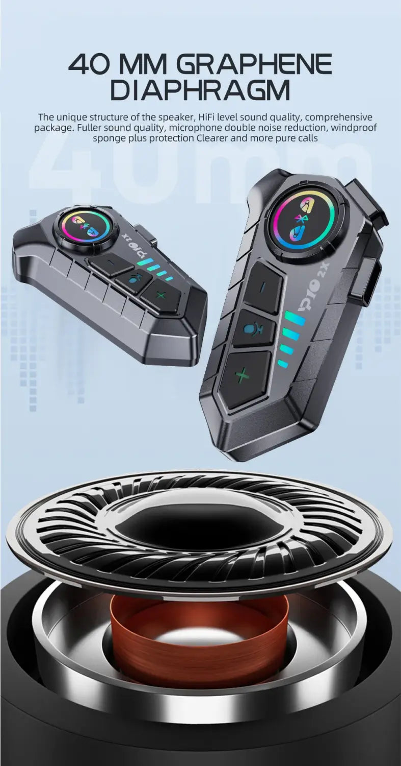 Intercomunicador Bluetooth para Capacete de Moto à Prova Água 300M
