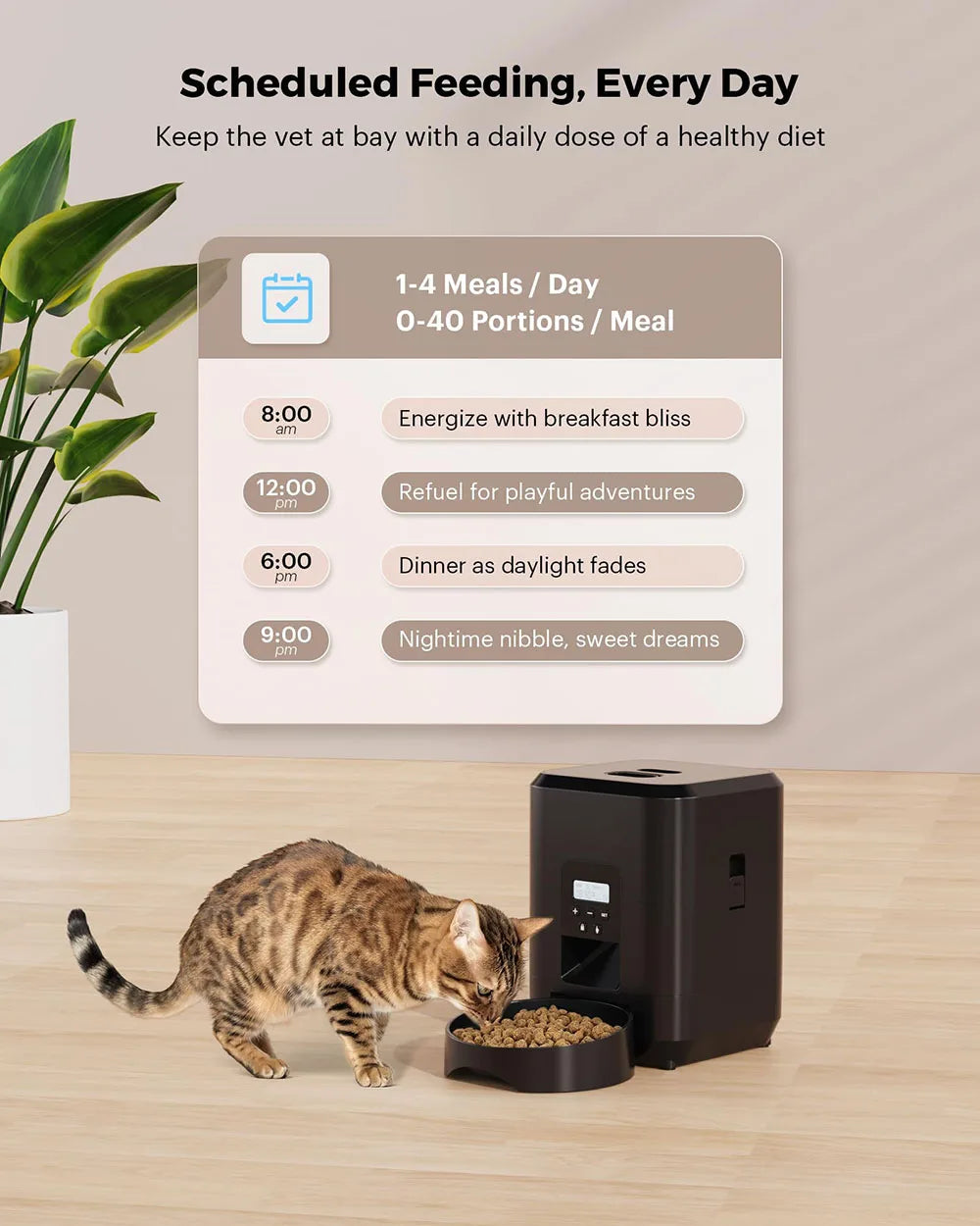 Alimentador automático para animais de estimação, alimentador para gatos e cães, máquina de alimentação lenta com dispensador automático quantitativo de comida para gatos e tigela para cães e gatos