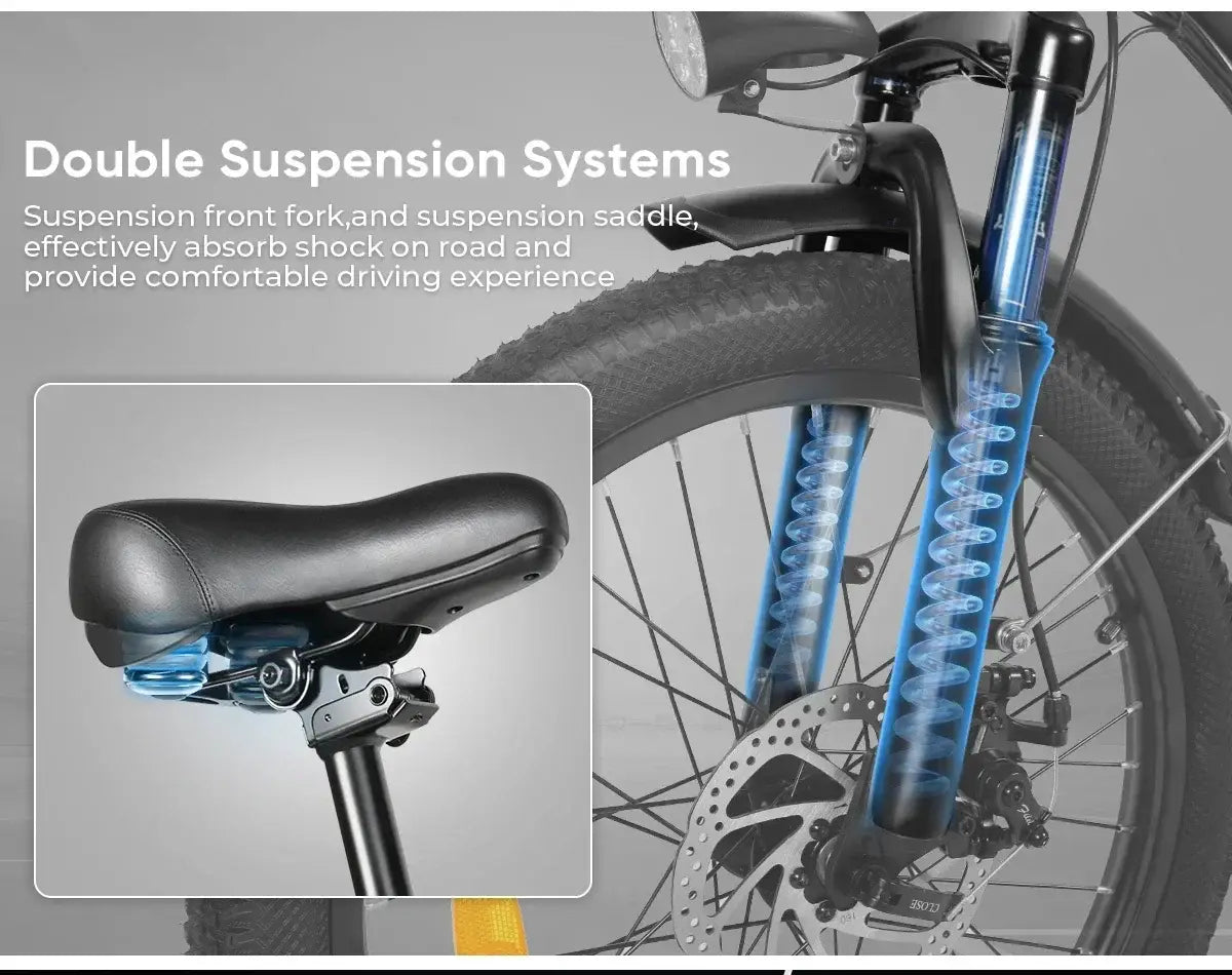 Bicicleta elétrica dobrável CY20, motor 350W, bateria de lítio removível, bicicleta elétrica para adultos, 7 velocidades, pneu de 20 polegadas, bicicleta elétrica para neveEnviar feedbac