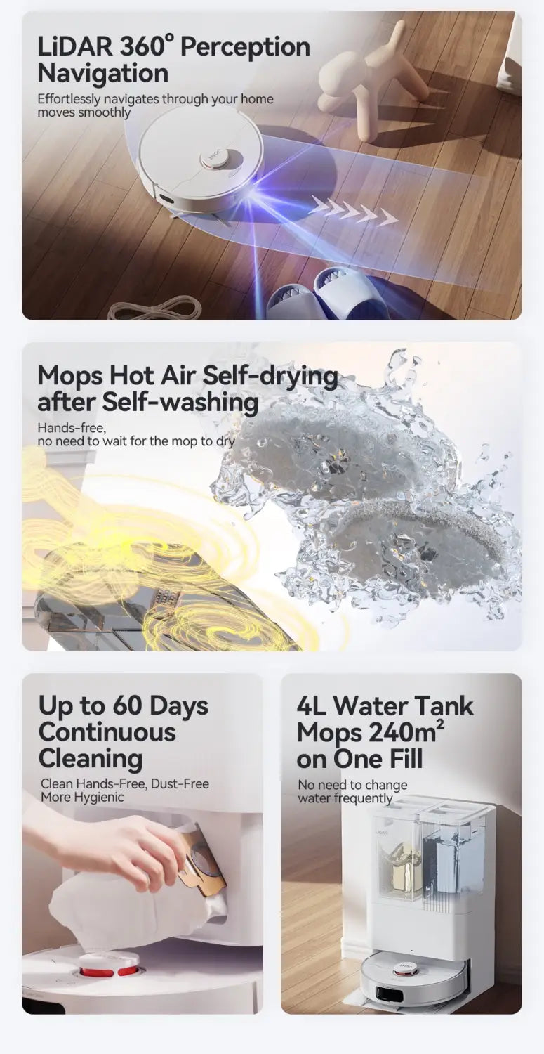 JONR Robot Vacuum P20 Pro International Edition Esfregar Aspirar Secar Toalhitas Limpeza Automática Colheita de Pó Drenagem Água