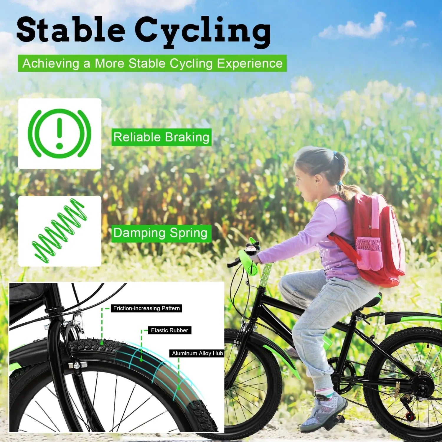 Bicicleta infantil de 20" com 7 velocidades, travões de disco duplos, bicicleta infantil unissexo com altura ajustável para BTT, para meninos e meninas