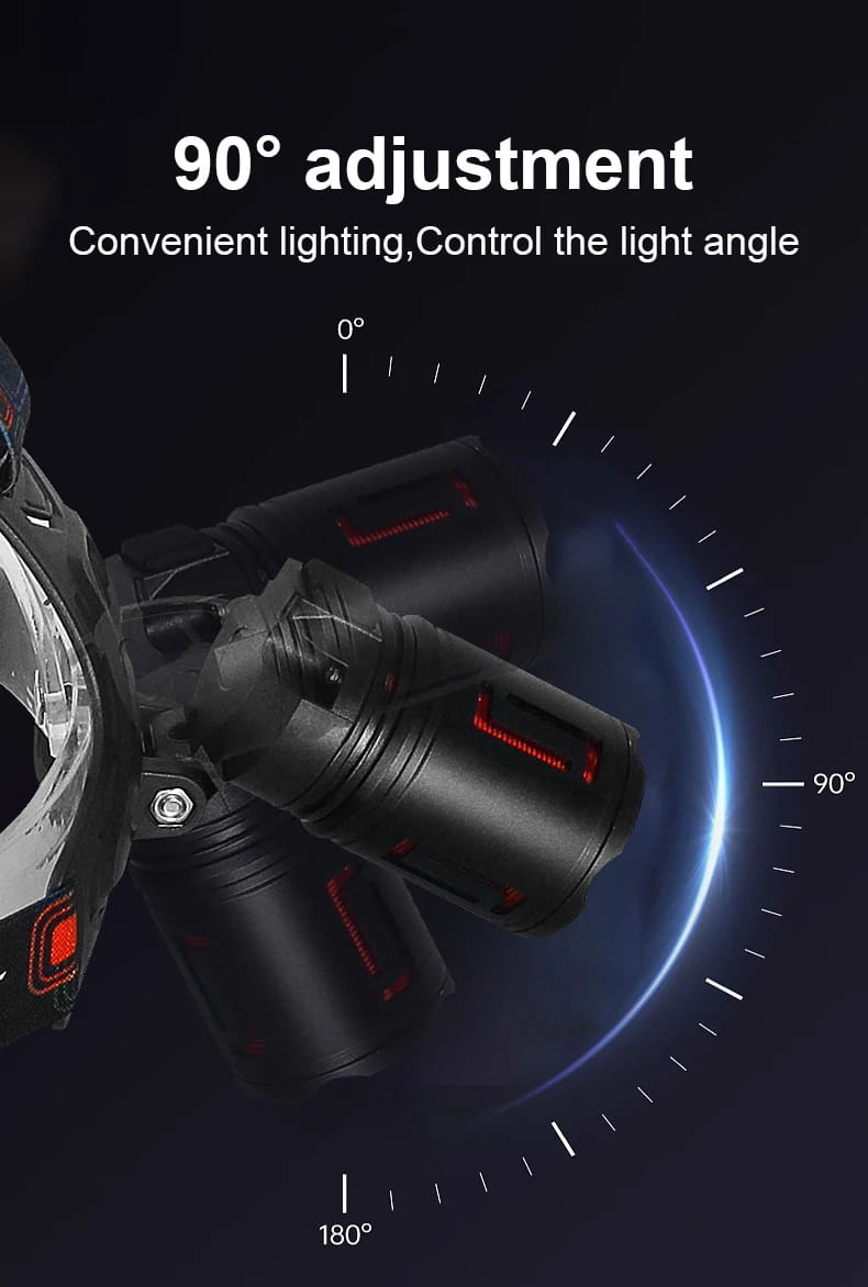 Farol LED ultra potente 350000000 Super brilhante 4000M Lanterna de cabeça recarregável Farol de caça e pesca 18650