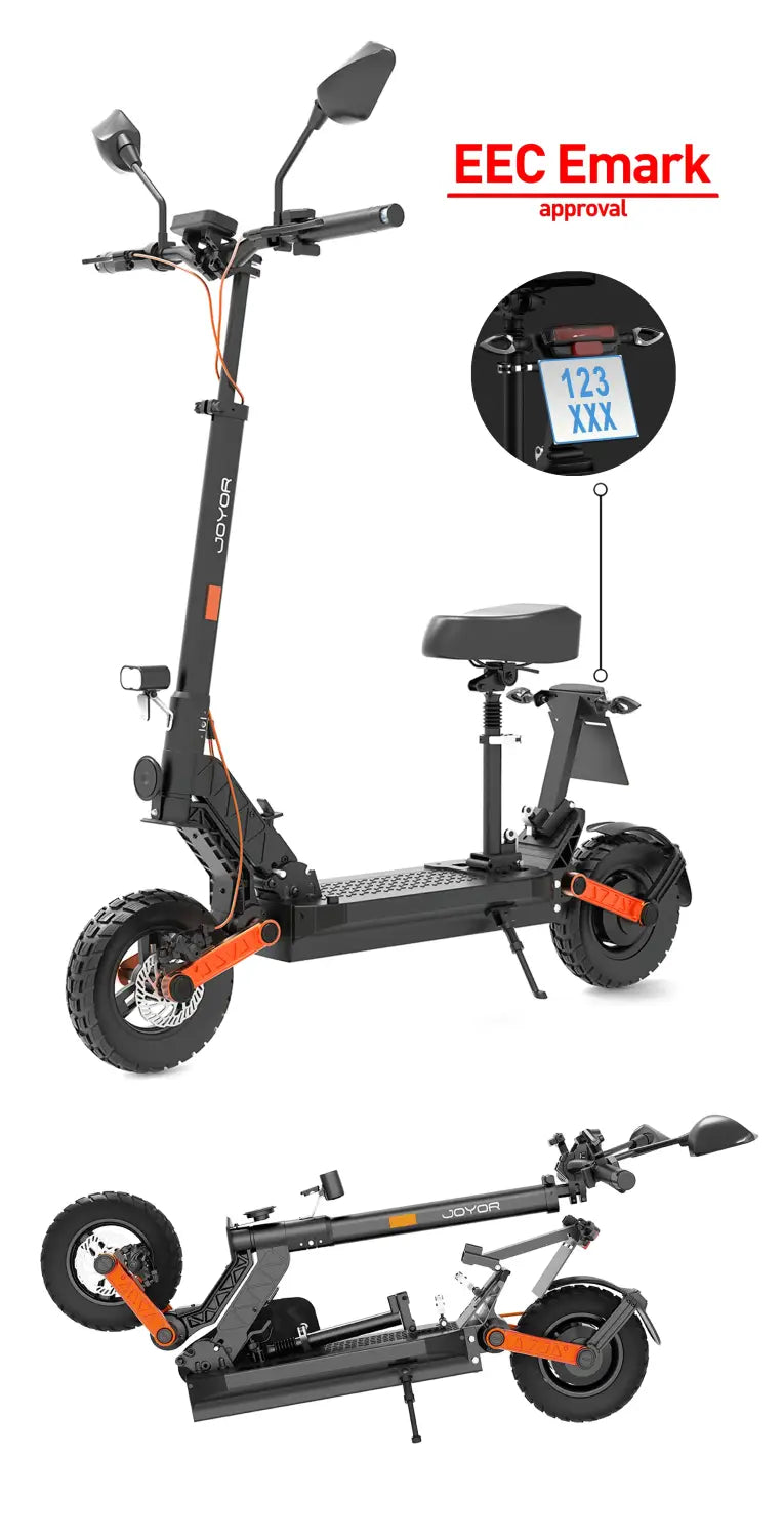 Scooter elétrica Joyor S8E, motor de 800 W, bateria de 48 V e 26 AH, pneus de 10 polegadas, scooter elétrica para adultos, velocidade máxima de 45 km/h, autonomia de 80 km, scooter urbana