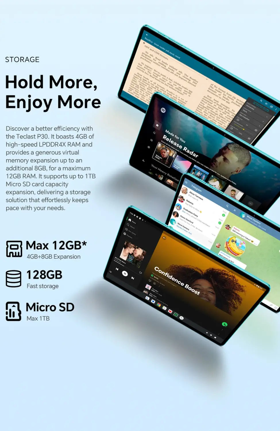 Tablet Teclast P30 Android 14, UNISOC T606 Octa Core, 10,1" IPS, máx. 12 GB de RAM, 128 GB de ROM, 6000 mAh, câmara de 5 MP com IA, desbloqueio facial